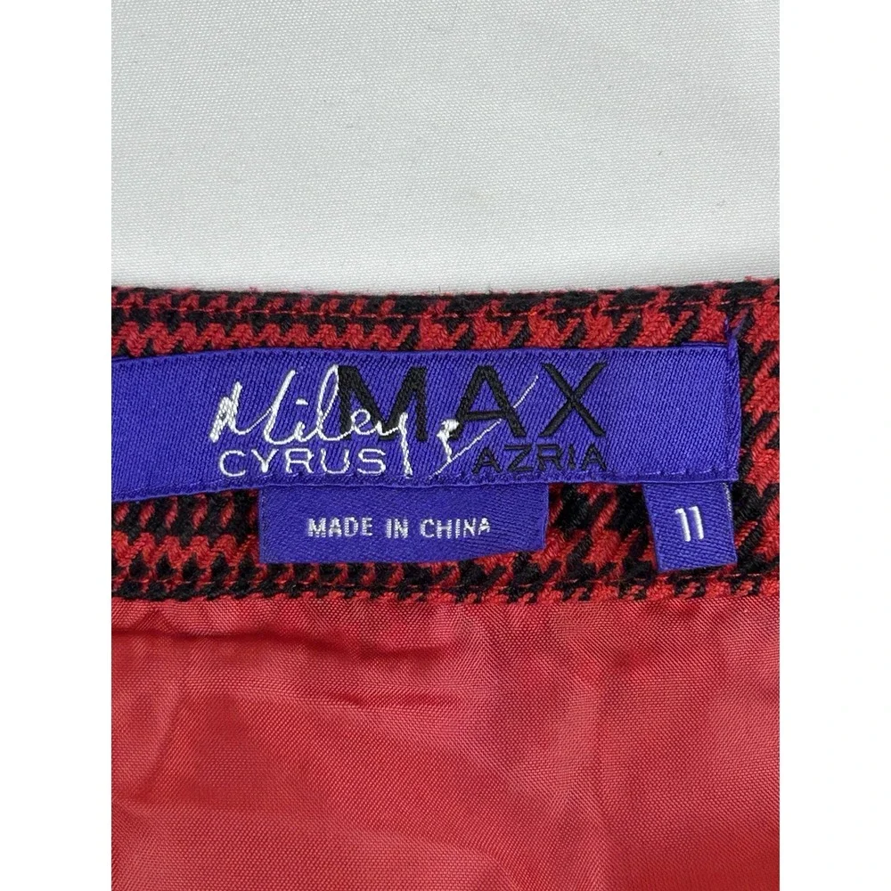 Vtg Y2K Miley Cyrus Max Azria Red Plaid Pleated Micro Mini Skirt Sz 11 Holiday‎